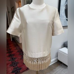 C/MEO Collective Cream Boxy Embellished Blouse SZ XS